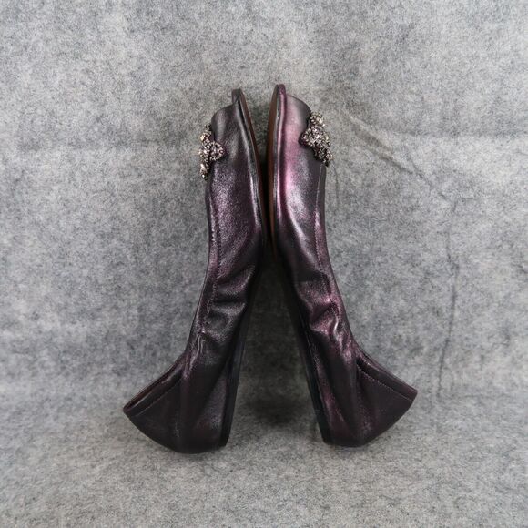 Vera Wang Shoes Womens 7.5 Ballet Flats Peep Toe Formal Wedding Purple Metallic - Picture 12 of 16